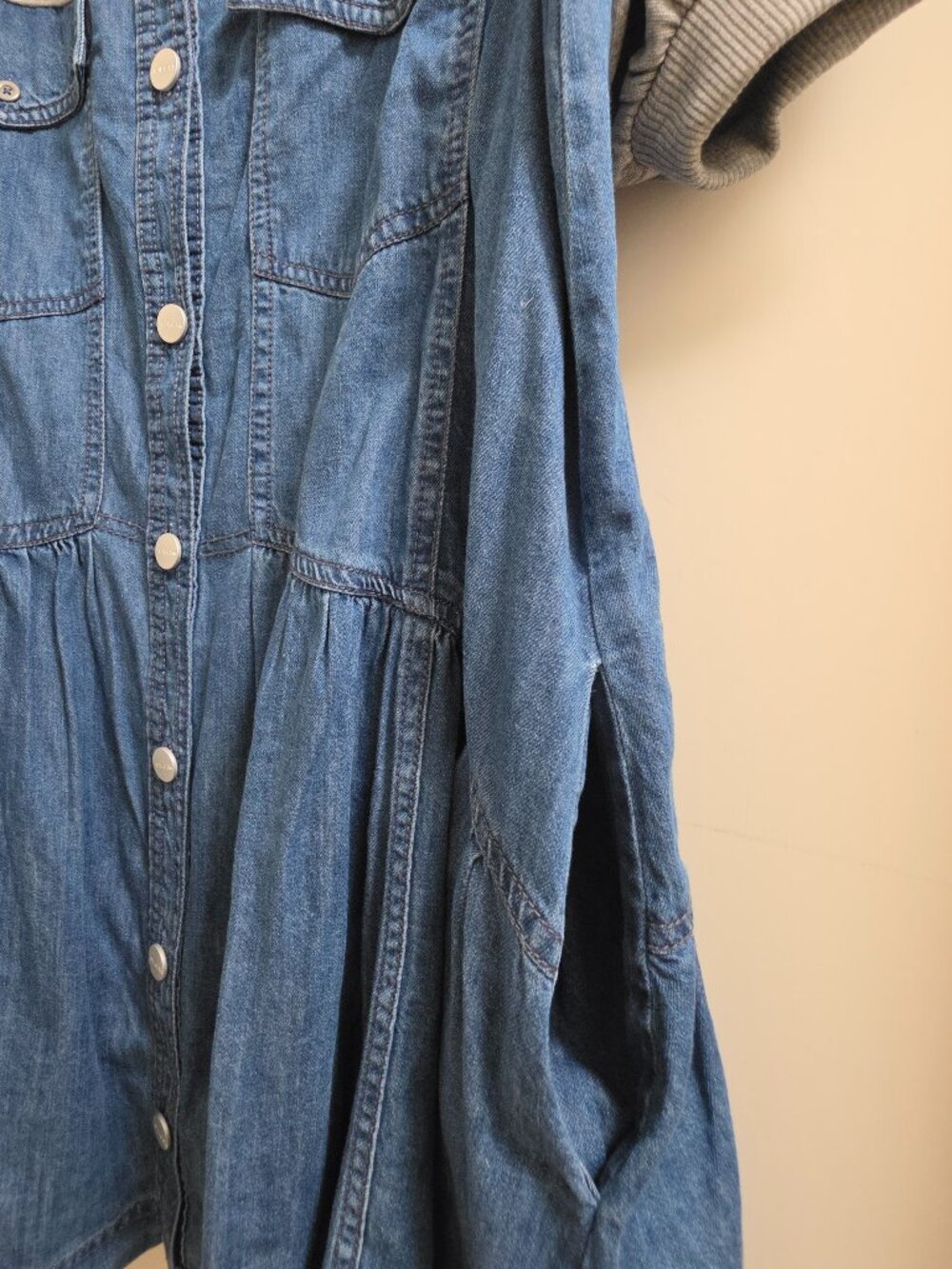 ANTHROPOLOGIE PILCRO Denim Sweatshirt Twofer Swing Mini Dress - Picture 8 of 11